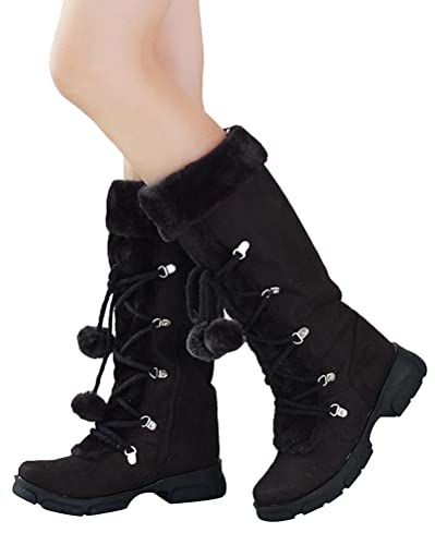 Minetom Damen Flauschige Schneestiefel Lace Up Boots Warme Schneestiefel Winter Schuhe Mit Fell Gefüttert Walking Outdoor Reißverschluss Langschaft Boots A Schwarz 37 EU Minetom Damen Flauschige Schneestiefel Lace Up Boots Warme Schneestiefel Winter Schuhe Mit Fell Gefüttert Walking Outdoor Reißverschluss Langschaft Boots A Schwarz 37 EU von Minetom