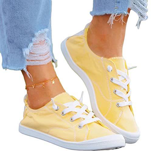 Minetom Damen Freizeit Studenten Segeltuchschuhe Flache Schuhe Schnüren Atmungsaktiv Sport Schuhe Spitzen Up Plateauschuhe B Gelb 41 EU Minetom Damen Freizeit Studenten Segeltuchschuhe Flache Schuhe Schnüren Atmungsaktiv Sport Schuhe Spitzen Up Plateauschuhe B Gelb 41 EU von Minetom