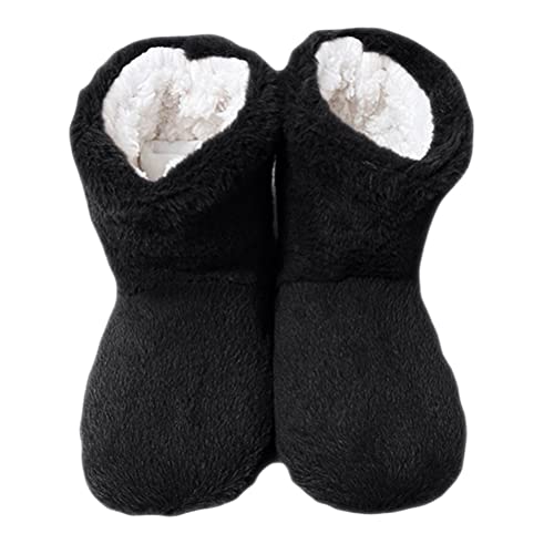 Minetom Damen Korallen Samt Schön Modisch Innen Hausschuhe Herbst Und Winter Bodenschuhe Warm Bleiben Bequem Weich Ruhig Rutschfest Slipper Stiefel A Schwarz 43/44 EU von Minetom