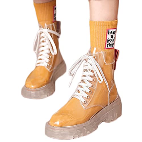 Minetom Damen Kurze Gummistiefel Transparent PVC Stiefeletten Frauen Chelsea Boots Regenstiefel Kurzschaft Boots Outdoor Wasserdicht Gartenschuhe Mit Socken A Orange 39 EU Minetom Damen Kurze Gummistiefel Transparent PVC Stiefeletten Frauen Chelsea Boots Regenstiefel Kurzschaft Boots Outdoor Wasserdicht Gartenschuhe Mit Socken A Orange 39 EU von Minetom