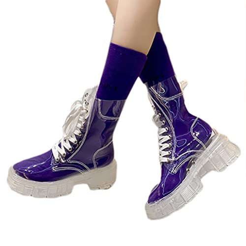 Minetom Damen Kurze Gummistiefel Transparent PVC Stiefeletten Frauen Chelsea Boots Regenstiefel Kurzschaft Boots Outdoor Wasserdicht Gartenschuhe Mit Socken A Violett 37 EU Minetom Damen Kurze Gummistiefel Transparent PVC Stiefeletten Frauen Chelsea Boots Regenstiefel Kurzschaft Boots Outdoor Wasserdicht Gartenschuhe Mit Socken A Violett 37 EU von Minetom