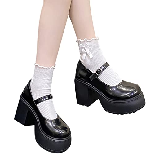 Minetom Damen Mädchen Klobige Plattform Mary Jane Schuhe Blockabsatz Runde Zehen Schnalle Plattform Pumps Lackleder Party Schuhe B Schwarz 35 EU Minetom Damen Mädchen Klobige Plattform Mary Jane Schuhe Blockabsatz Runde Zehen Schnalle Plattform Pumps Lackleder Party Schuhe B Schwarz 35 EU von Minetom