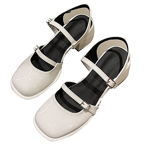 Minetom Damen Mädchen Sandalen Elegant Mary Jane Blockabsatz Schuhe Komfort Schnalle Lackleder Freizeitschuhe Party Schuhe Beige 36 EU Minetom Damen Mädchen Sandalen Elegant Mary Jane Blockabsatz Schuhe Komfort Schnalle Lackleder Freizeitschuhe Party Schuhe Beige 36 EU von Minetom