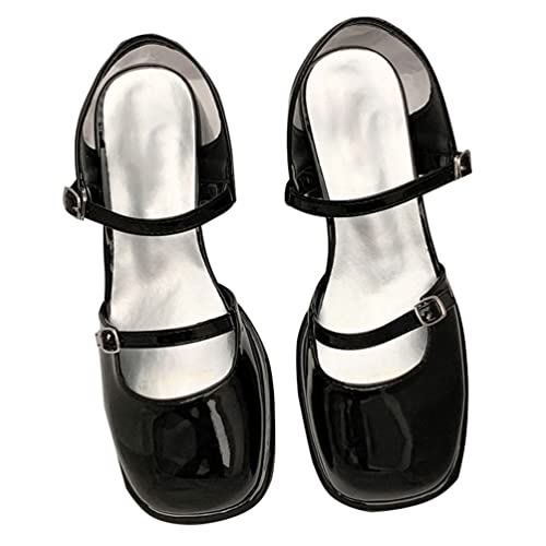Minetom Damen Mädchen Sandalen Elegant Mary Jane Blockabsatz Schuhe Komfort Schnalle Lackleder Freizeitschuhe Party Schuhe Schwarz 38 EU Minetom Damen Mädchen Sandalen Elegant Mary Jane Blockabsatz Schuhe Komfort Schnalle Lackleder Freizeitschuhe Party Schuhe Schwarz 38 EU von Minetom