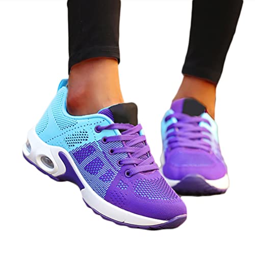 Minetom Damen Mesh Laufschuhe Turnschuhe Sportschuhe Sneaker Running Tennis Schuhe Straßenlaufschuhe Dämpfung Leichtgewichts Atmungsaktiv Walkingschuhe Outdoor Fitness Jogging B2 Violett 35 EU von Minetom