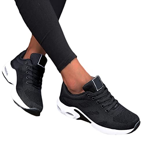 Minetom Damen Mesh Sneaker Laufschuhe Turnschuhe Sportschuhe Running Tennis Straßenlaufschuhe Dämpfung Leichtgewichts Atmungsaktiv Walkingschuhe Outdoor Fitness Jogging B1 Schwarz 38 EU von Minetom