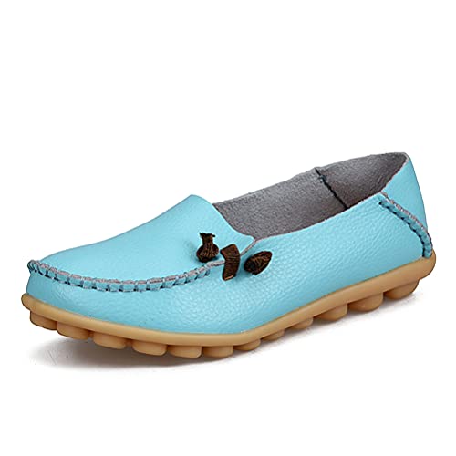 Minetom Damen Mokassin Bootsschuhe Kunstleder Loafers Fahren Flache Schuhe Halbschuhe Slippers Erbsenschuhe A Hellblau 43 EU Minetom Damen Mokassin Bootsschuhe Kunstleder Loafers Fahren Flache Schuhe Halbschuhe Slippers Erbsenschuhe A Hellblau 43 EU von Minetom