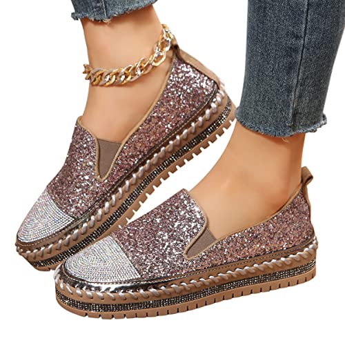 Minetom Damen Pailletten Canvas Slip-On Sneakers Weiche Wanderschuhe Flache Strass Glitzer Loafer Mit Gummisohle Freizeitschuhe A Rosa 39 EU Minetom Damen Pailletten Canvas Slip-On Sneakers Weiche Wanderschuhe Flache Strass Glitzer Loafer Mit Gummisohle Freizeitschuhe A Rosa 39 EU von Minetom