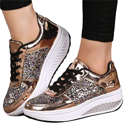 Minetom Damen Pailletten Sneaker Flach Schuhe Freizeit Schnürer Sportschuhe Glänzende Schuhe Laufschuhe Sneaker A Gold 41 EU Minetom Damen Pailletten Sneaker Flach Schuhe Freizeit Schnürer Sportschuhe Glänzende Schuhe Laufschuhe Sneaker A Gold 41 EU von Minetom