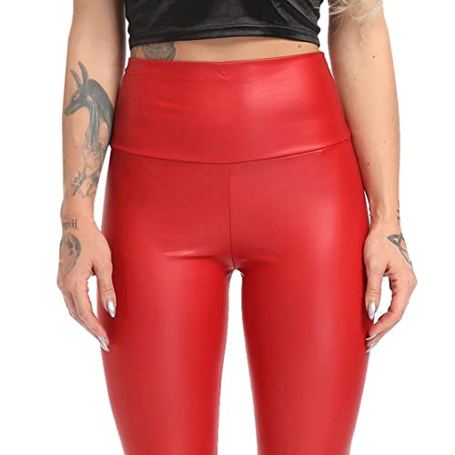 Minetom Damen Sexy Hohe Taille Skinny Elastisch Kunstleder Leggings PU Leder Hose Leopard Druck Slim Fit Sporthose Lederhosen D Rot XS Minetom Damen Sexy Hohe Taille Skinny Elastisch Kunstleder Leggings PU Leder Hose Leopard Druck Slim Fit Sporthose Lederhosen D Rot XS von Minetom