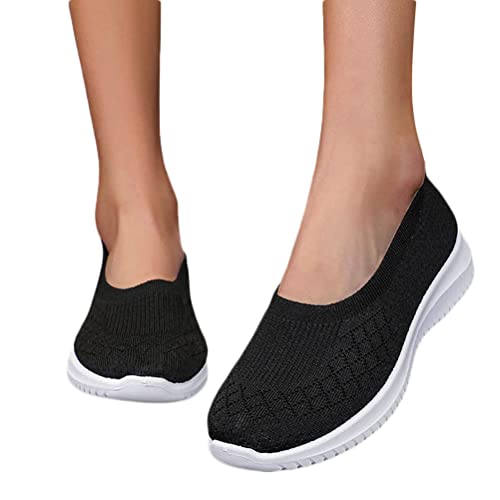 Minetom Damen Slip On Sneaker Atmungsaktiv Mesh Leicht Freizeitschuhe Bequeme Turnschuhe Sportschuhe Indoor Outdoor Schuhe A Schwarz 41 EU von Minetom