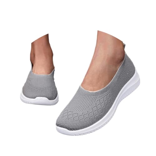 Minetom Damen Slip On Sneaker Atmungsaktiv Mesh Leicht Freizeitschuhe Bequeme Turnschuhe Sportschuhe Indoor Outdoor Walking Schuhe A Grau 38 EU von Minetom