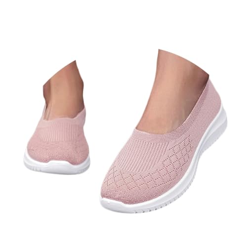 Minetom Damen Slip On Sneaker Atmungsaktiv Mesh Leicht Freizeitschuhe Bequeme Turnschuhe Sportschuhe Indoor Outdoor Walking Schuhe A Rosa 38 EU von Minetom