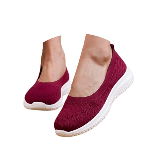 Minetom Damen Slip On Sneaker Atmungsaktiv Mesh Leicht Freizeitschuhe Bequeme Turnschuhe Sportschuhe Indoor Outdoor Walking Schuhe A Rot 39 EU von Minetom