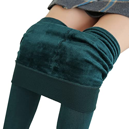 Minetom Damen Warme Schlanke Hose Frauen Winter Jogginghose Fleece Gefütterte Leggings Hohe Taille Stretch Hose Strumpfhose Thermoleggins Z Grün S von Minetom