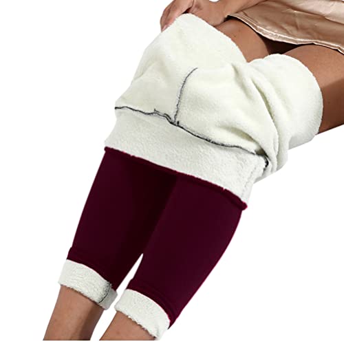 Minetom Damen Warme Schlanke Hose Frauen Winter Plüsch Jogginghose Verdickte Fleece Gefütterte Leggings Hohe Taille Stretch Hose Weinrot XL von Minetom