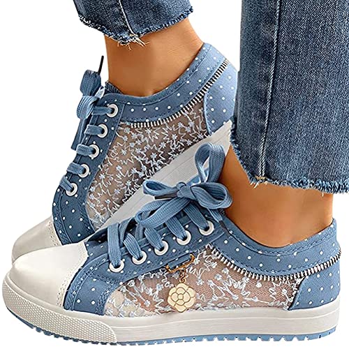 Minetom Freizeitschuhe Damen Bestickte Sneaker Spitze Atmungsaktive Stoffschuhe Elegante Frauen Schnürhalbschuhe Laufschuhe Leicht Sportlich Freizeit Flache Schuhe Walkingschuhe C Blau 39 EU Minetom Freizeitschuhe Damen Bestickte Sneaker Spitze Atmungsaktive Stoffschuhe Elegante Frauen Schnürhalbschuhe Laufschuhe Leicht Sportlich Freizeit Flache Schuhe Walkingschuhe C Blau 39 EU von Minetom