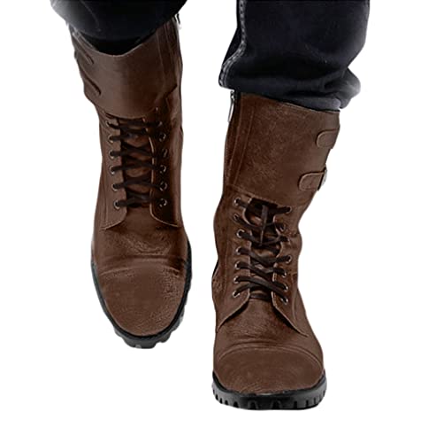 Minetom Herren Western Cowboy Stiefel Stiefeletten Reiterstiefel Vintage Combat Boots Stiefel Biker Boots Mit Blockabsat A Braun 40 EU von Minetom