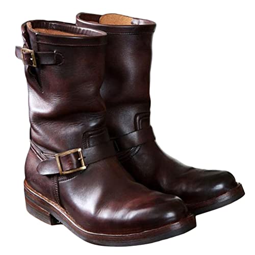 Minetom Herren Western Cowboy Stiefel Stiefeletten Reiterstiefel Vintage Combat Boots Stiefel Biker Boots Mit Blockabsat B1 Dunkelbraun 41 EU Minetom Herren Western Cowboy Stiefel Stiefeletten Reiterstiefel Vintage Combat Boots Stiefel Biker Boots Mit Blockabsat B1 Dunkelbraun 41 EU von Minetom