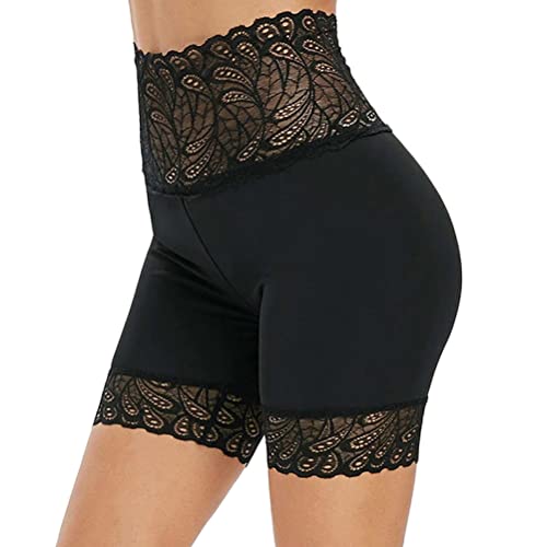 Minetom Hose Unter Kleid Damen Hosen Unter Rock Kurz Mit Spitze Chub Rub Shorts Hohe Taille Unterhose Slipshort Radlerhose Boyshort Boxershorts Unterwäsche B Schwarz L von Minetom