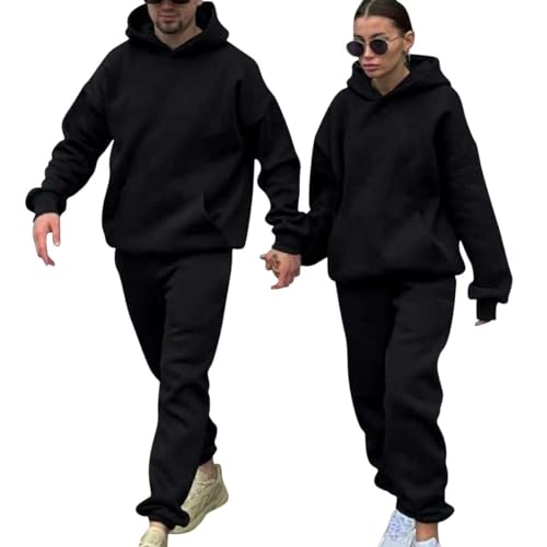 Minetom Pärchen Sportanzug Einfarbig Pullover Hoodie Kapuzenpullover Liebespaar Couple Jogginganzug Freizeitanzug Mit Taschen Oberteile Und Hose Set A Damen Schwarz XL Minetom Pärchen Sportanzug Einfarbig Pullover Hoodie Kapuzenpullover Liebespaar Couple Jogginganzug Freizeitanzug Mit Taschen Oberteile Und Hose Set A Damen Schwarz XL von Minetom