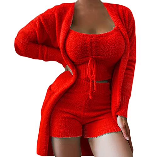 Minetom Schlafanzug Damen 3 Stücke Pyjamas Nachtwäsche Weichen Bademantel Shorts Winter Lounge Nachtwäsche Sets B Rot L Minetom Schlafanzug Damen 3 Stücke Pyjamas Nachtwäsche Weichen Bademantel Shorts Winter Lounge Nachtwäsche Sets B Rot L von Minetom
