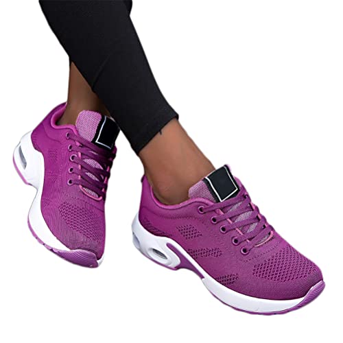 Minetom Sneaker Damen Mesh Laufschuhe Turnschuhe Sportschuhe Running Tennis Schuhe Straßenlaufschuhe Dämpfung Leichtgewichts Atmungsaktiv Walkingschuhe Outdoor Fitness Jogging B1 Violett 40 EU von Minetom