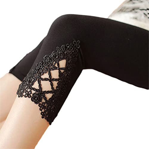 Minetom Spitze Leggings Damen Sommer Capri 3/4 High Waist Elastische Leggins Sporthose Stretch Workout Yoga Hosen E Schwarz L Minetom Spitze Leggings Damen Sommer Capri 3/4 High Waist Elastische Leggins Sporthose Stretch Workout Yoga Hosen E Schwarz L von Minetom
