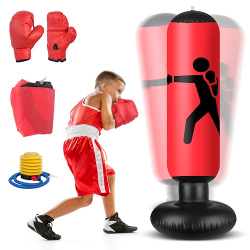 Mineup Boxsack Kinder, 160 cm Aufblasbarer Boxsack mit Boxhandschuhen, Standboxsäcke Aufblasbare, Sportspielzeug Tumbler Sandsack, Boxsack Stehend Kinder ab 2-12 Jahre für Training Karate Taekwondo Mineup Boxsack Kinder, 160 cm Aufblasbarer Boxsack mit Boxhandschuhen, Standboxsäcke Aufblasbare, Sportspielzeug Tumbler Sandsack, Boxsack Stehend Kinder ab 2-12 Jahre für Training Karate Taekwondo von Mineup