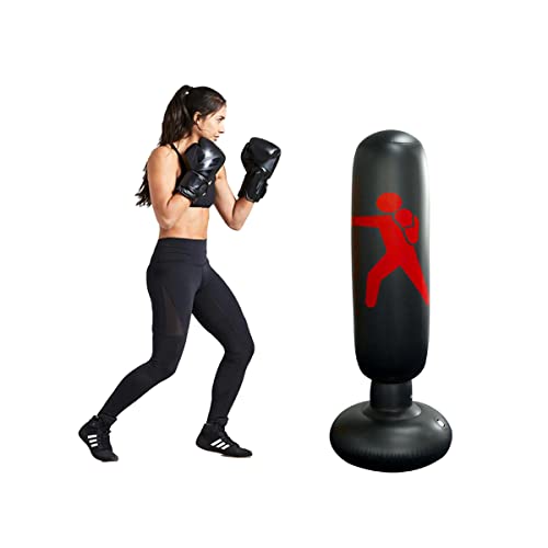 Boxsack – einziehbarer PVC-boxsack stehend für zu Hause, aufblasbar, Höhe bis zu 160 cm, ideal für das Boxtraining, Karate, emotionale Freisetzung, beliebt bei Erwachsenen und Kindern von Minmex