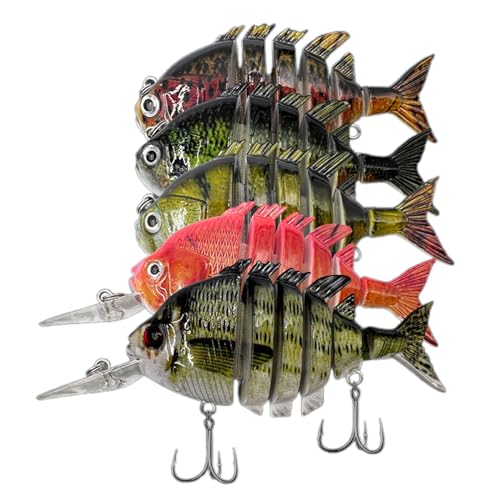 5 Stück Multi Jointed Swimbait langsam sinkende Schwimmköder künstliche harte Köder Simulation Fisch Fake Baits von MinnowXY