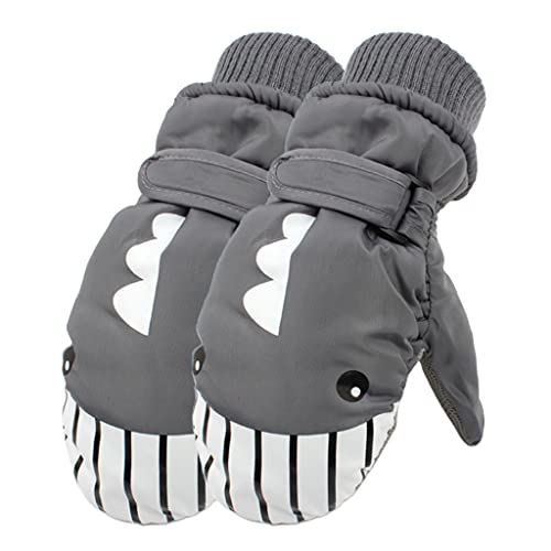 MinnowXY Kinder-Winterhandschuhe, Vollfinger-Skihandschuhe, elastisches Fleecefutter, Handschuh, Handgelenk-Leinen, rutschfest, wasserdichter Handschuh zum Reiten von MinnowXY