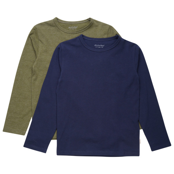 Minymo - Kid's Basic 34 -T-shirt L/S (2-pack) - Longsleeve Gr 80 blau von Minymo