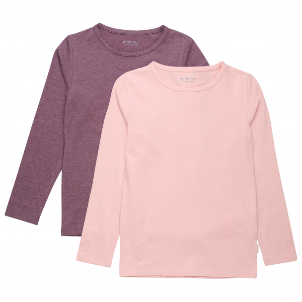 Minymo - Kid's Basic 34 -T-shirt L/S (2-pack) - Longsleeve Gr 146 rosa von Minymo