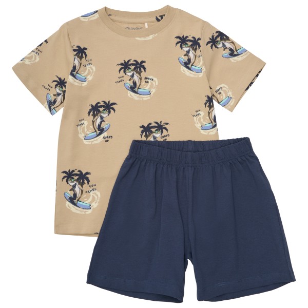 Minymo - Kid's T-Shirt+Short Set Aop Gr 98 beige/blau Minymo - Kid's T-Shirt+Short Set Aop Gr 98 beige/blau von Minymo