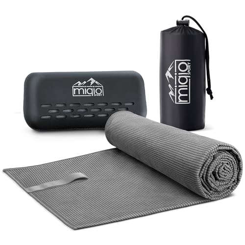 Miqio Sport | Mikrofaser Handtuch mit Struktur inkl. praktischer Aufbewahrungsbox | Ultra leicht und schnelltrocknend | 90x200cm | Reisehandtuch, Strandtuch, Badetuch | für Sport, Fitness, Freizeit Miqio Sport | Mikrofaser Handtuch mit Struktur inkl. praktischer Aufbewahrungsbox | Ultra leicht und schnelltrocknend | 90x200cm | Reisehandtuch, Strandtuch, Badetuch | für Sport, Fitness, Freizeit von Miqio