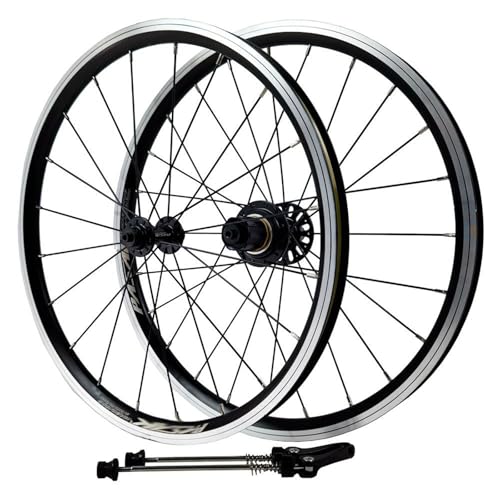 MirOdo 20-Zoll-Faltrad-Laufradsatz 406/451 BMX-Aluminiumlegierungsfelge 20/24H-Nabe Vorne 2 Hinten 4 Lager Schnellspanner 74/130mm V-Brake-Rad Für 7/8/9/10/11/12 Geschwindigkeit(Black,451) von MirOdo