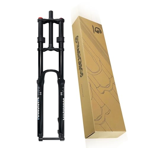 MirOdo Mountainbike-Gabel 27,5/29 Zoll Doppelschulterstoßdämpfer DH-Gabel 1-1/8 Zoll Rohr Pneumatische Gabel Federweg 180mm Mit Dämpfung Manuelle Verriegelung Steckachse 15X100mm(Black,29"/100mm) von MirOdo