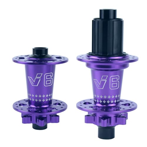 MirOdo Mountainbike-Vorder-Hinterradnaben 36 Löcher Aluminiumlegierung Scheibenbremsnaben Schnellspanner/Steckachse 6 Sperrklinken 120 Klicks 2/4 Lager Für HG 7-12-Gang-Kassetten(Purple,TA/Pair) von MirOdo