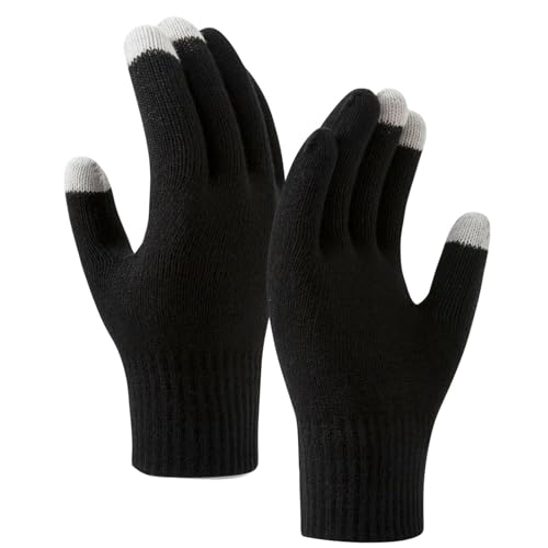 1 Paar Touchscreen-Handschuhe, Uni, Thermo-Handschuhe, Sport, Outdoor, atmungsaktive Fäustlinge für Damen und Herren von Mirweon