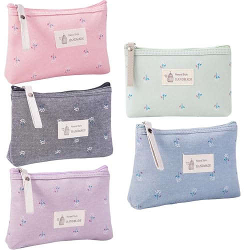 MisFun 5 Stück Kleine Kosmetiktasche für Handtasche, Make up Tasche, Kosmetiktasche aus Segeltuch, Kosmetiktasche Damen, Tragbare Kulturbeutel, für Kosmetik Toilettenartikel Kleingeld MisFun 5 Stück Kleine Kosmetiktasche für Handtasche, Make up Tasche, Kosmetiktasche aus Segeltuch, Kosmetiktasche Damen, Tragbare Kulturbeutel, für Kosmetik Toilettenartikel Kleingeld von MisFun