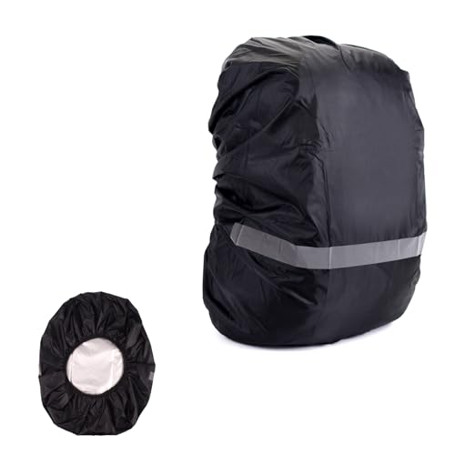 MisFun Regenschutz Schulranzen, Regenschutz Rucksack, Ranzen Regenschutz, Regenverdeck Schulrucksack, Regenhülle Rucksack, mit Reflexstreifen für Wandern, Camping, Radfahren (Schwarz, L) von MisFun