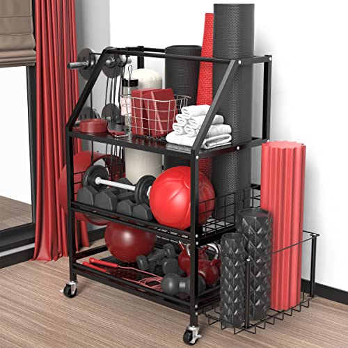 Hantelständer Multifunktionaler Kurzhantelständer für Hanteln, Heim Gym Hantelständer Hantelablage für Schaumstoffrollen,Yogamatten,Kurzhanteln, Kettlebells,mit Haken und Abschließbaren Rädern Hantelständer Multifunktionaler Kurzhantelständer für Hanteln, Heim Gym Hantelständer Hantelablage für Schaumstoffrollen,Yogamatten,Kurzhanteln, Kettlebells,mit Haken und Abschließbaren Rädern von Misounda