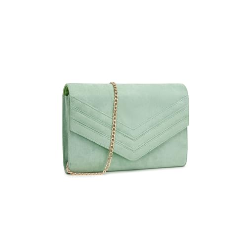 Miss Lulu Clutch Damen Abendtasche Crossbody Taschen Umschlag Elegant Hochzeit Mode Leder Synthetik und Suede klein Grün Miss Lulu Clutch Damen Abendtasche Crossbody Taschen Umschlag Elegant Hochzeit Mode Leder Synthetik und Suede klein Grün von Miss Lulu