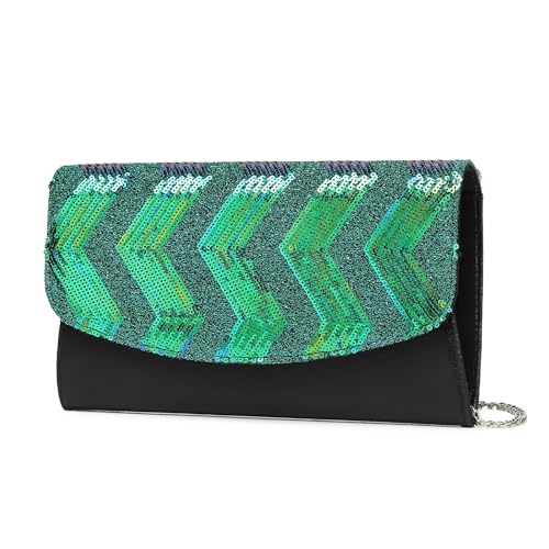 Miss Lulu Clutch Damen mit glänzenden Pailletten, Vintage-Streifenmuster, Crossbody oder Umhängetasche Miss Lulu Clutch Damen mit glänzenden Pailletten, Vintage-Streifenmuster, Crossbody oder Umhängetasche von Miss Lulu