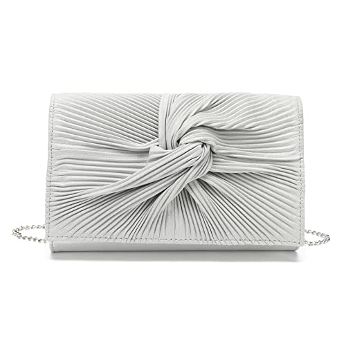 Miss Lulu Damen Clutch Tasche Abendtasche für Hochzeit Große Schleife Weich mit feinem Glitzer Synthetische Handtasche Abschlussball Party Urlaub Taschen, Siler, M Miss Lulu Damen Clutch Tasche Abendtasche für Hochzeit Große Schleife Weich mit feinem Glitzer Synthetische Handtasche Abschlussball Party Urlaub Taschen, Siler, M von Miss Lulu