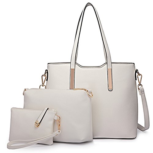 Miss Lulu Handtasche Damen Shopper Schultertasche Groß Henkeltasche Tragetasche Aktentasche Tasche Tote für Büro Schule Einkauf Reise Elegant PU Leder 3 Stück Set von Miss Lulu