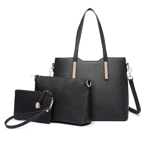 Miss Lulu Handtasche Damen Shopper Schultertasche Groß Henkeltasche Tragetasche Aktentasche Tasche Tote für Büro Schule Einkauf Reise Elegant PU Leder 3 Stück Set Miss Lulu Handtasche Damen Shopper Schultertasche Groß Henkeltasche Tragetasche Aktentasche Tasche Tote für Büro Schule Einkauf Reise Elegant PU Leder 3 Stück Set von Miss Lulu