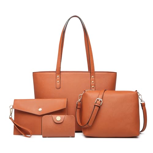 Miss Lulu Handtaschen Damen Schultertasche Damen Umhängetasche Damen Geldbörse Beuteltote Handtasche Damen Gross Henkeltasche Tasche 4 Stück Set Miss Lulu Handtaschen Damen Schultertasche Damen Umhängetasche Damen Geldbörse Beuteltote Handtasche Damen Gross Henkeltasche Tasche 4 Stück Set von Miss Lulu