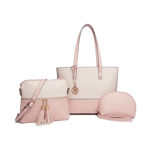 Miss Lulu Handtaschen Damen große Kontrastfarbe Tragetaschen 3-teiliges Set Quaste Umhängetasche Aktentasche für Arbeit Schule Miss Lulu Handtaschen Damen große Kontrastfarbe Tragetaschen 3-teiliges Set Quaste Umhängetasche Aktentasche für Arbeit Schule von Miss Lulu